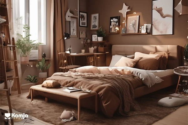 Girl's bedroom with a brown color