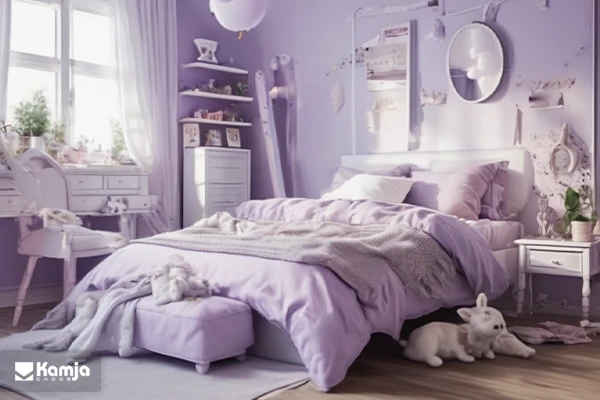 Girls bedroom with a lilac color