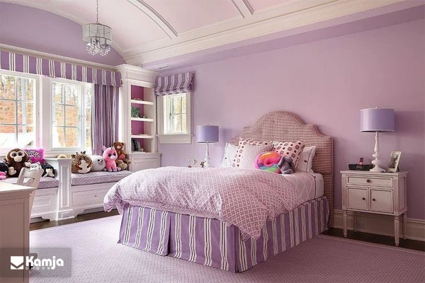 Girl's bedroom with a purple color