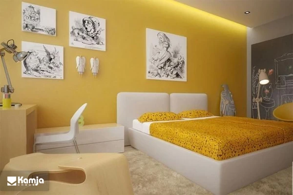 Girl's bedroom with a yellow color
