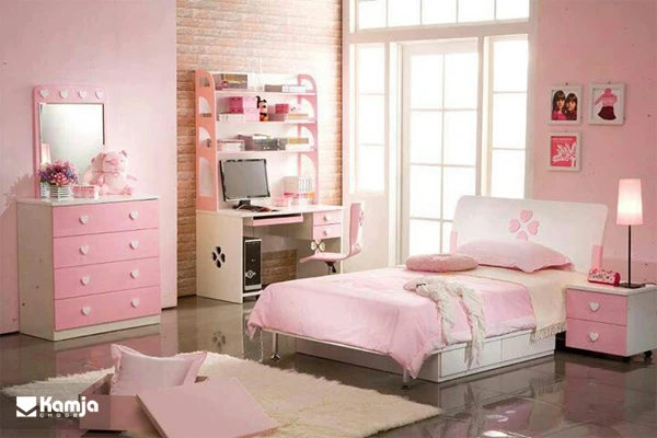 Girls bedroom with pink color