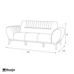 مبل سه نفره پلیسه آدورا - Image 3