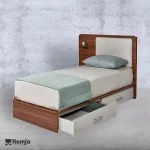 تخت یک نفره آمیتیس ۱۲۰ با چراغ خواب
